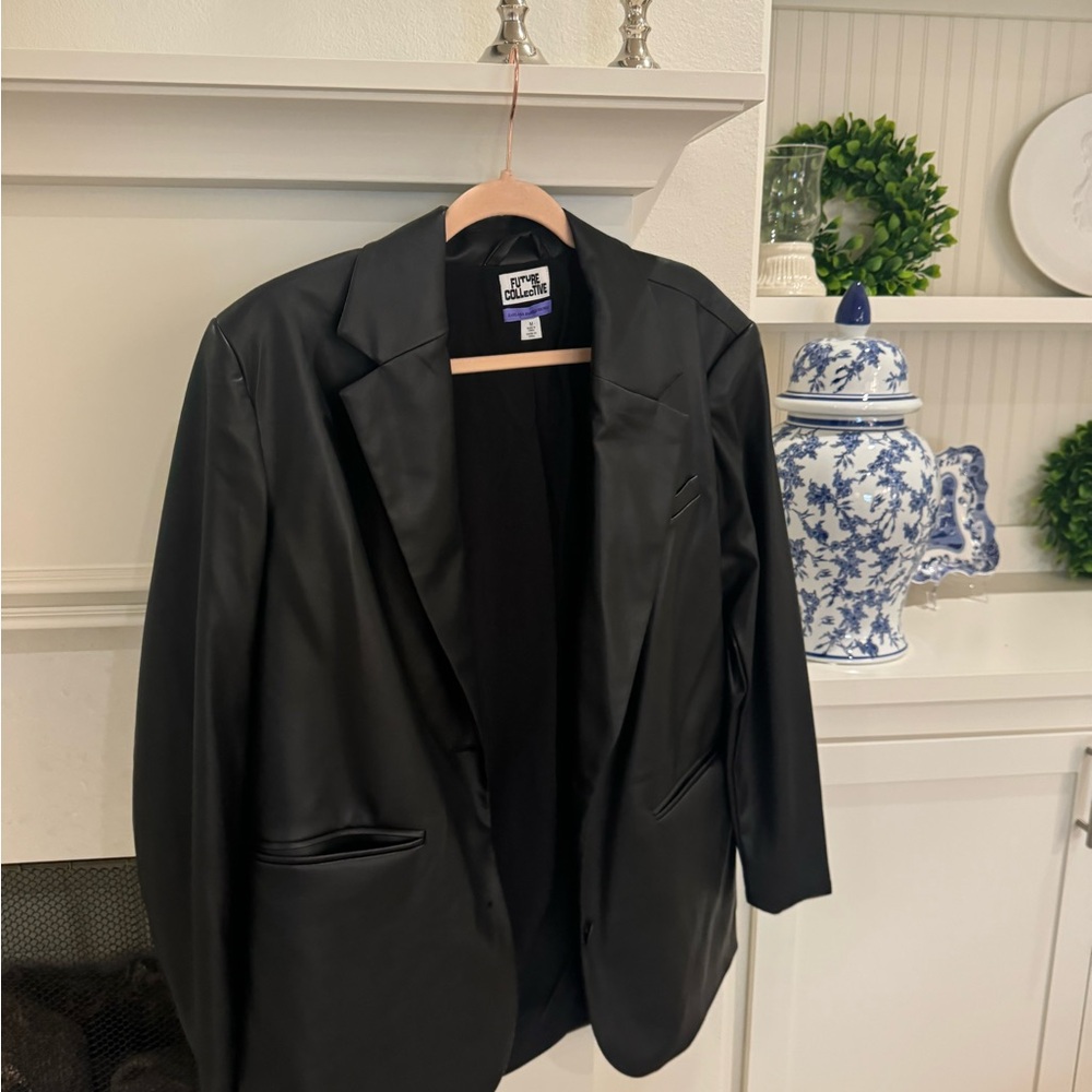 Black Faux Leather Women's Jacket